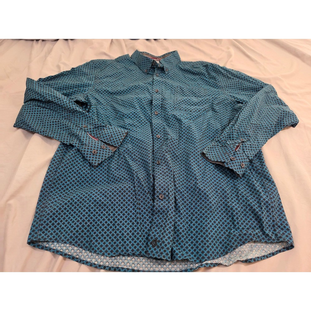 Cody James Core Mens XL Blue Geometric Print Long Sleeve Button Down CCH19W14